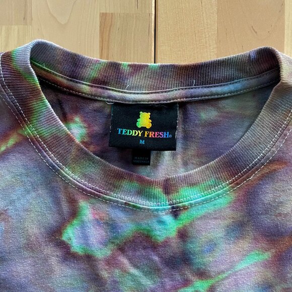 Teddy Fresh Unisex Long Sleeve Tee Shirt with Pocket size Medium CUSTOM TIE-DYED - Picture 4 of 8